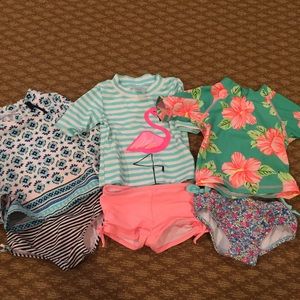 Set of 3 Swim suits size 18 months tops & bottoms